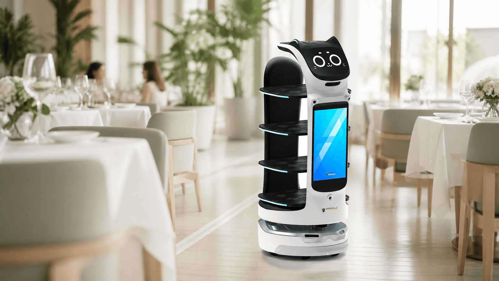 BellaBot Pro delivering food in a restaurant
